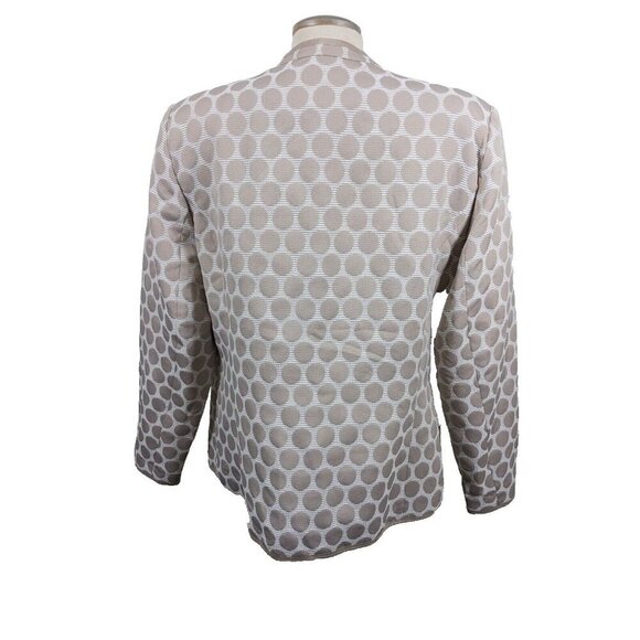 Vintage Open Front Jacket Womens Size 14 Beige Polka Dot Blazer Neutral Textured - Picture 4 of 6